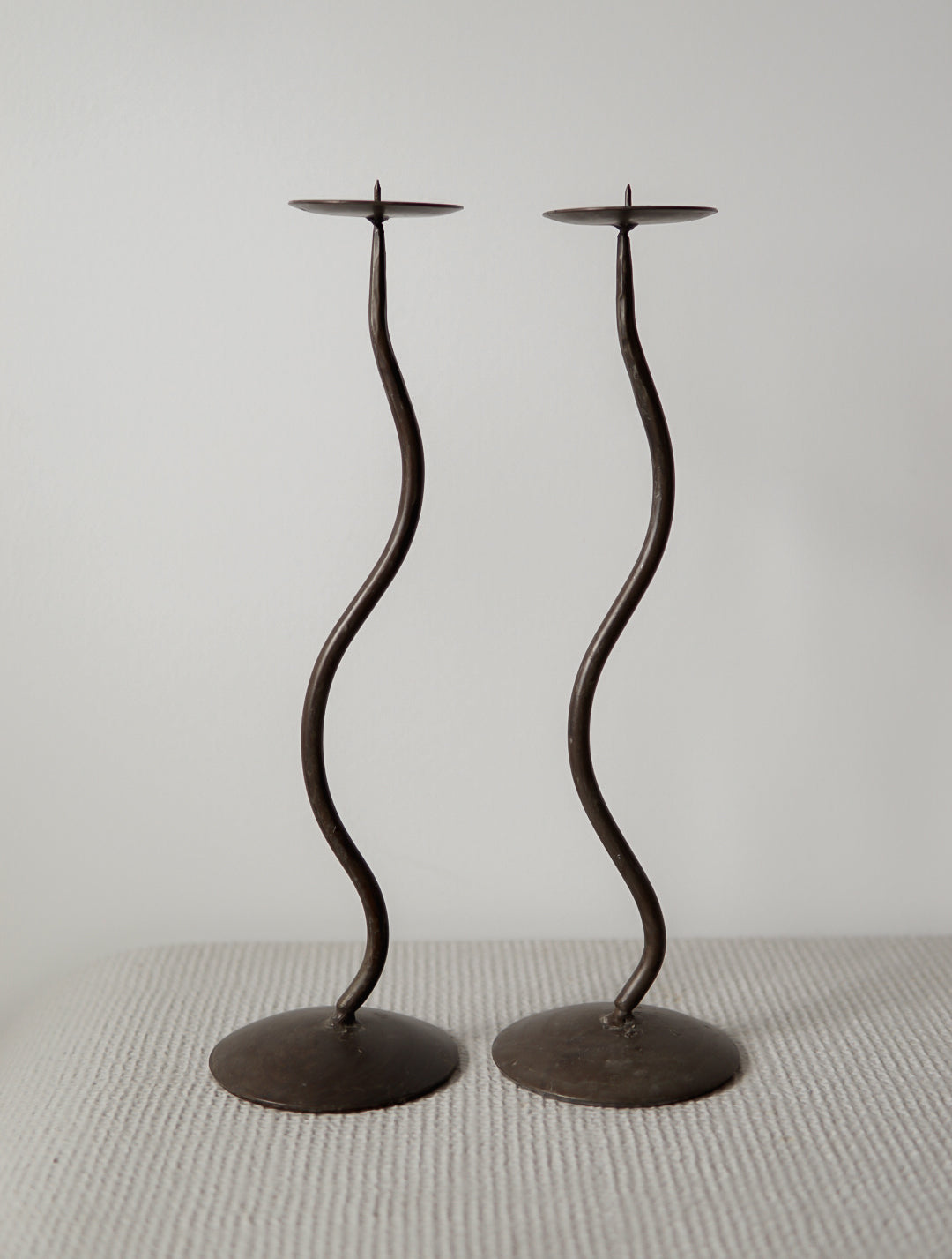 Pair of Vintage Wavy Candleholders