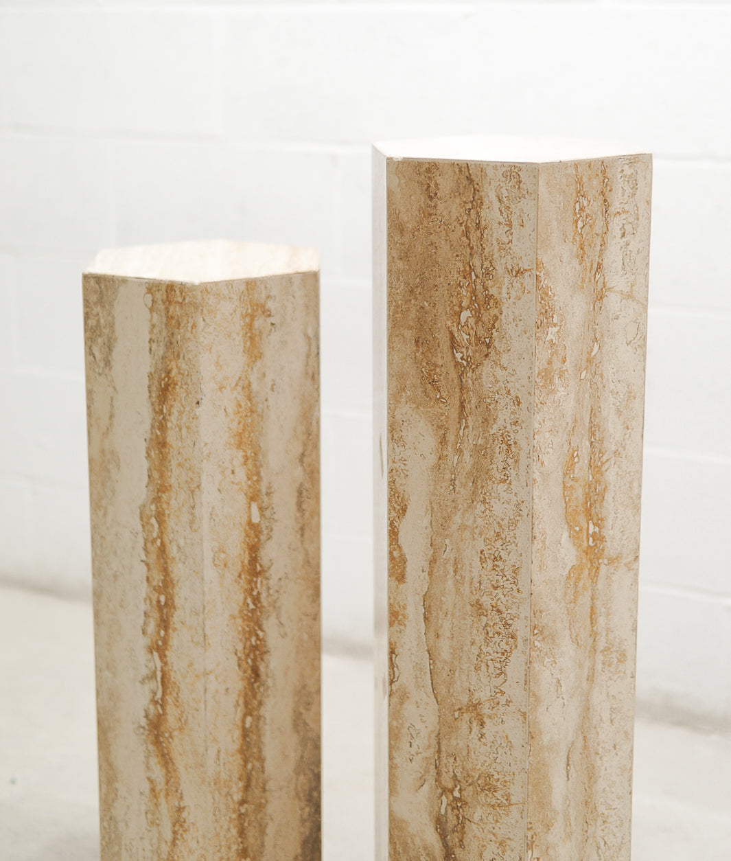 Vintage Travertine Hexagonal Plinths/Pedestals.