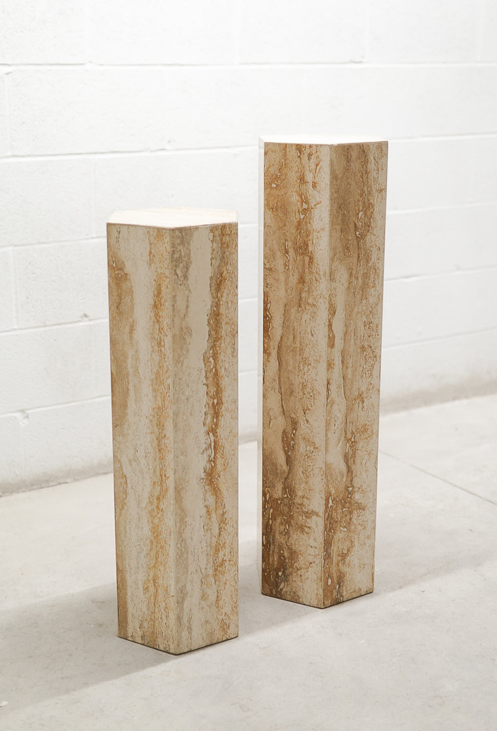 Vintage Travertine Hexagonal Plinths/Pedestals.