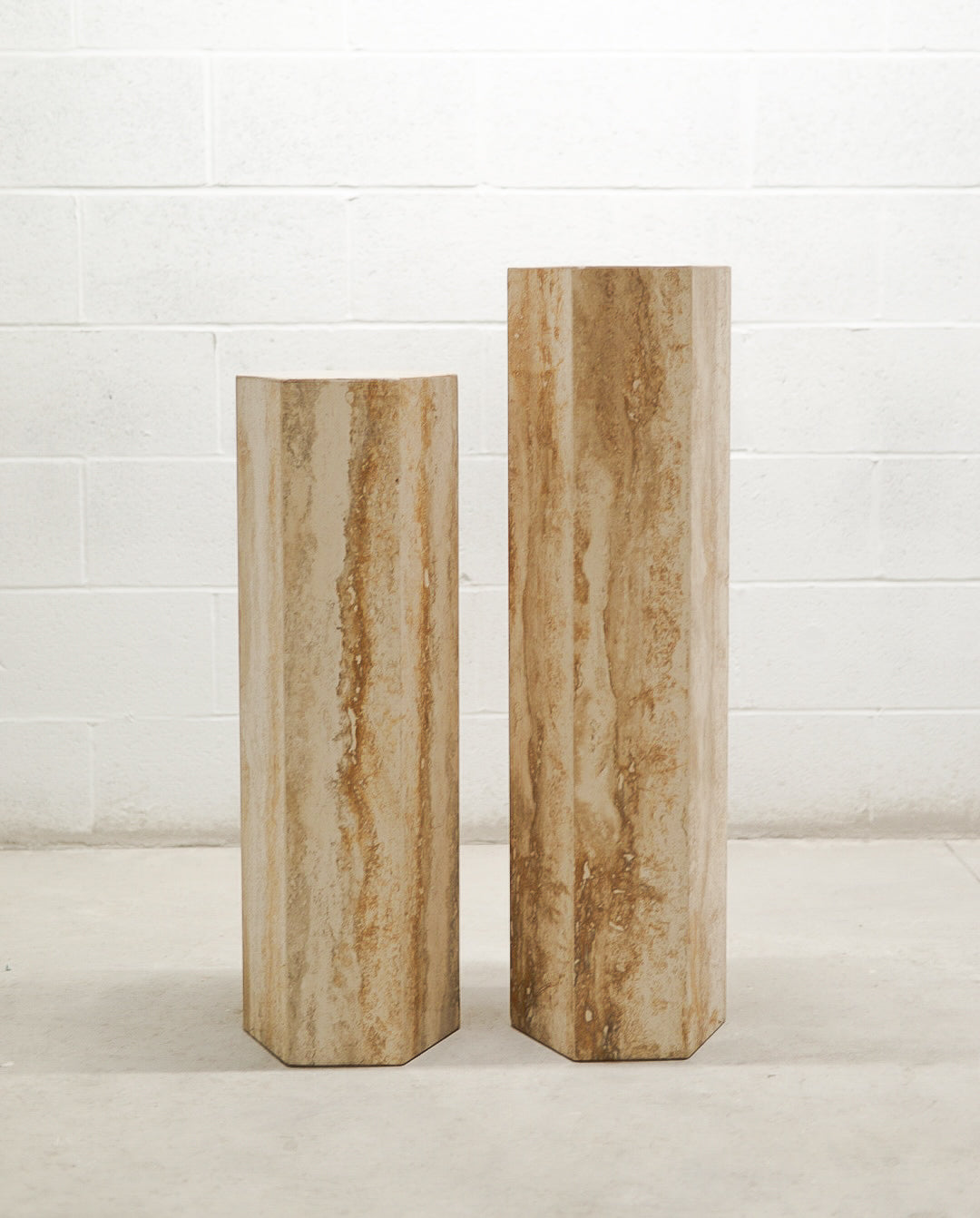 Vintage Travertine Hexagonal Plinths/Pedestals.