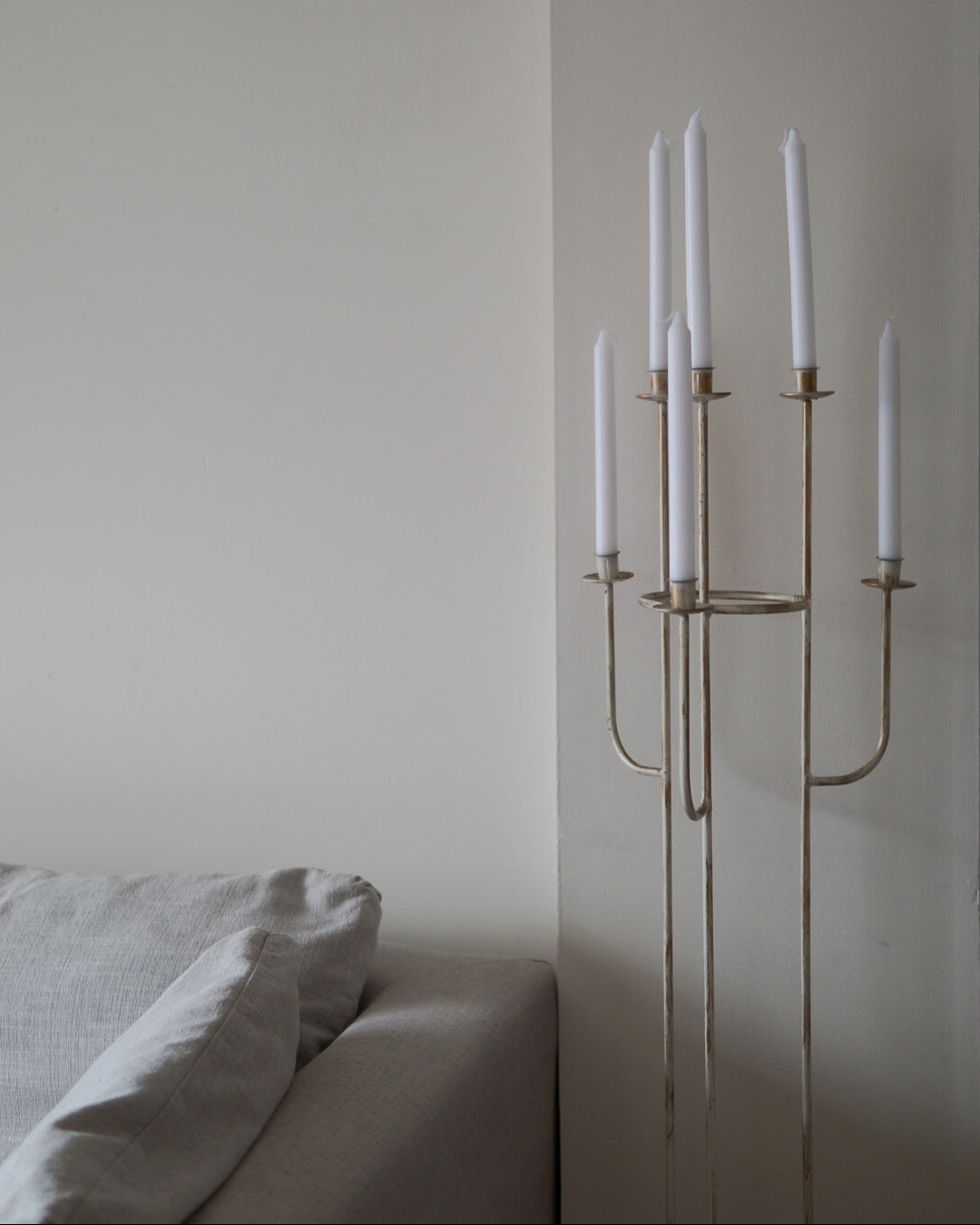 6-Tier Brushed Gold Floor Candelabra