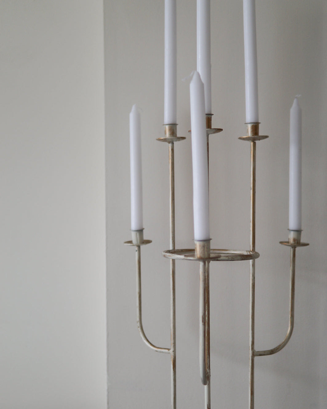 6-Tier Brushed Gold Floor Candelabra