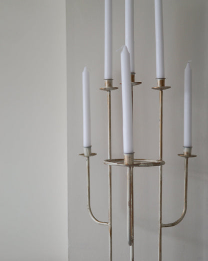 6-Tier Brushed Gold Floor Candelabra
