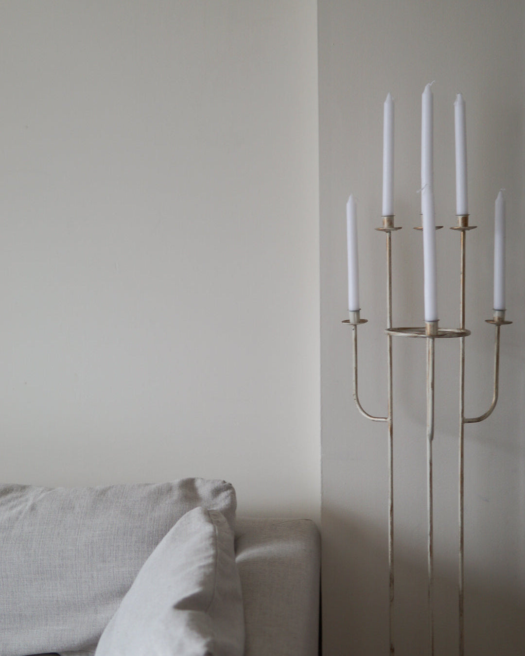 6-Tier Brushed Gold Floor Candelabra