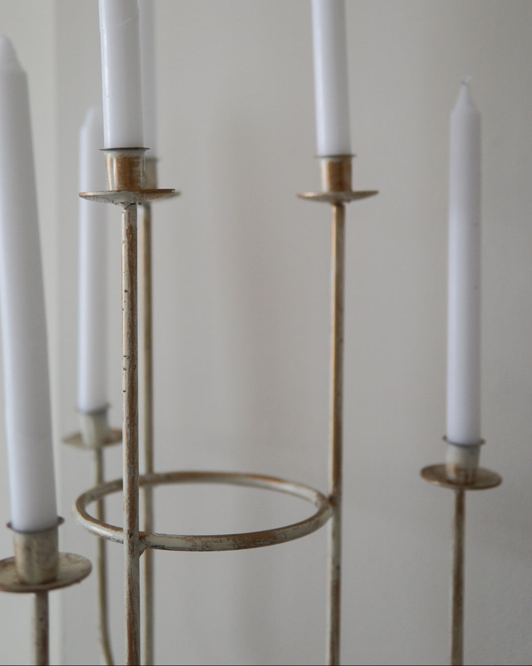 6-Tier Brushed Gold Floor Candelabra