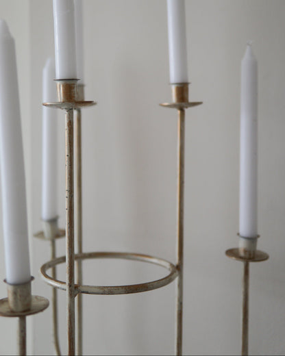 6-Tier Brushed Gold Floor Candelabra