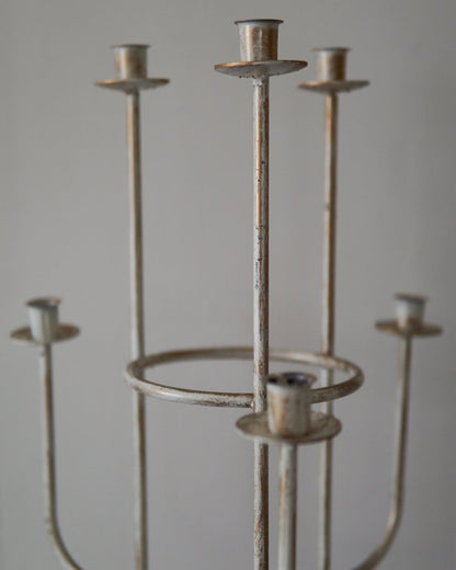 6-Tier Brushed Gold Floor Candelabra