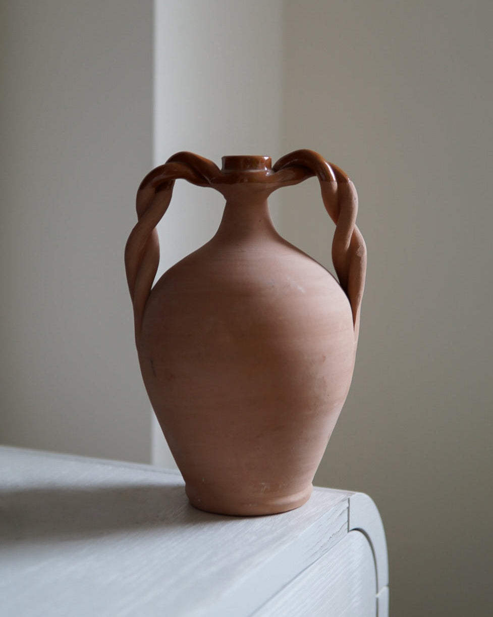 Terracotta Amphora-Style Braided Vessel