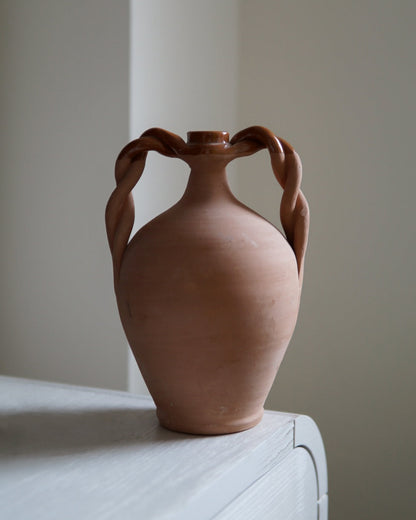 Terracotta Amphora-Style Braided Vessel