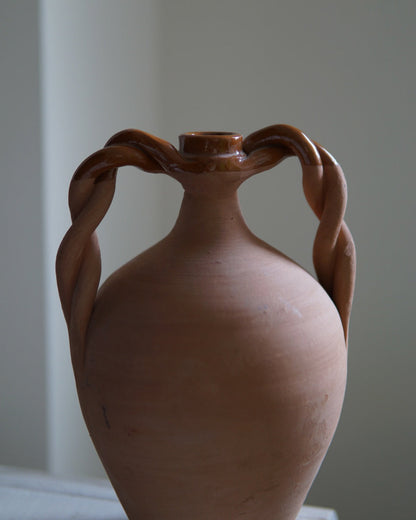 Terracotta Amphora-Style Braided Vessel