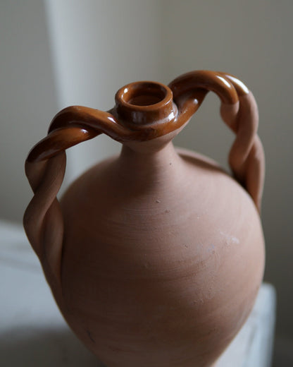 Terracotta Amphora-Style Braided Vessel