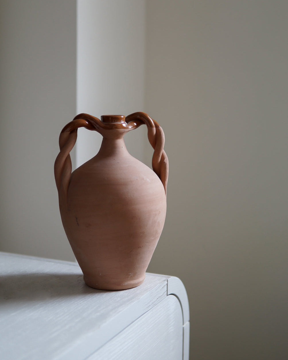 Terracotta Amphora-Style Braided Vessel