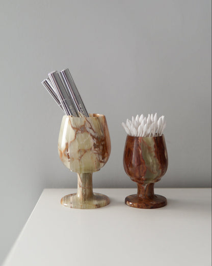 Pair of Vintage Onyx Goblets