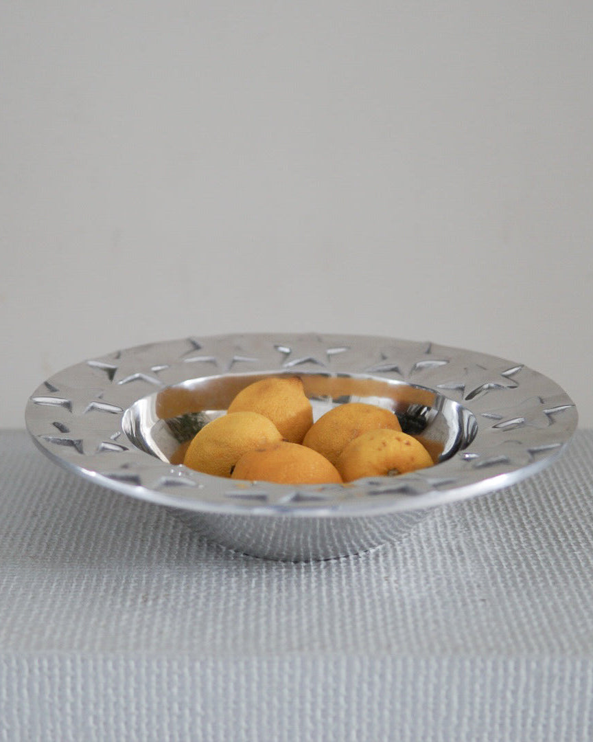 Large Pewter Star-Rimmed Bowl
