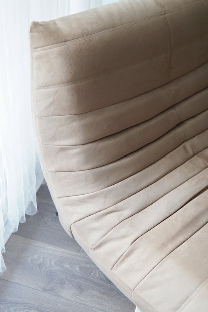 Beige Suede TOGO-Style One-Seater Sofa