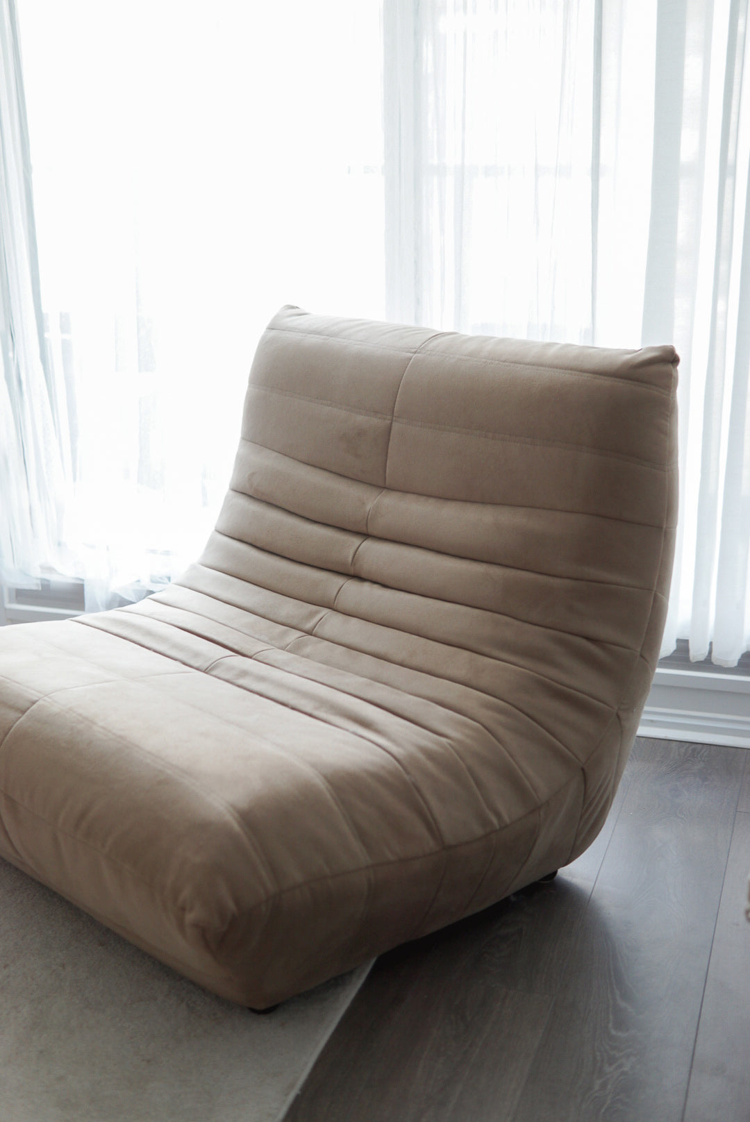 Beige Suede TOGO-Style One-Seater Sofa