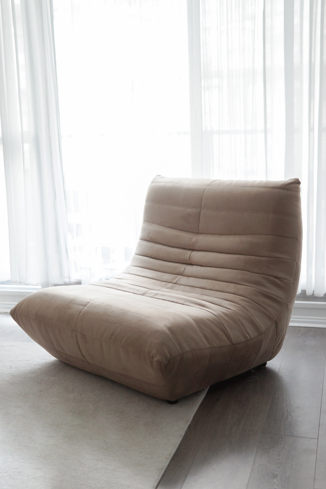 Beige Suede TOGO-Style One-Seater Sofa