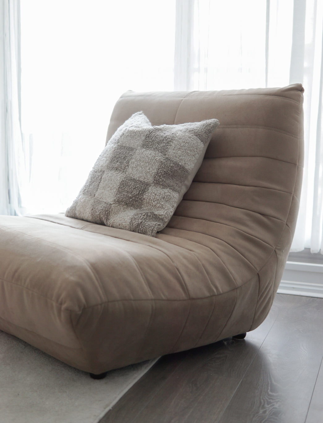 Beige Suede TOGO-Style One-Seater Sofa