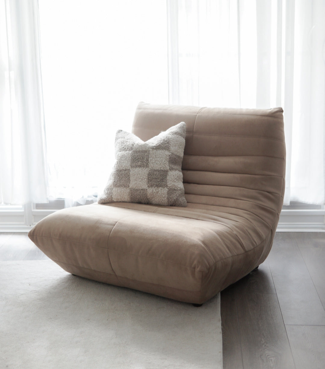 Beige Suede TOGO-Style One-Seater Sofa