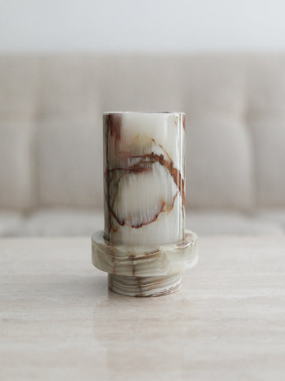 Two-Piece Onyx Stone Candleholder Lamp