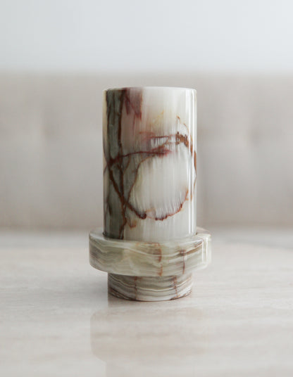 Two-Piece Onyx Stone Candleholder Lamp
