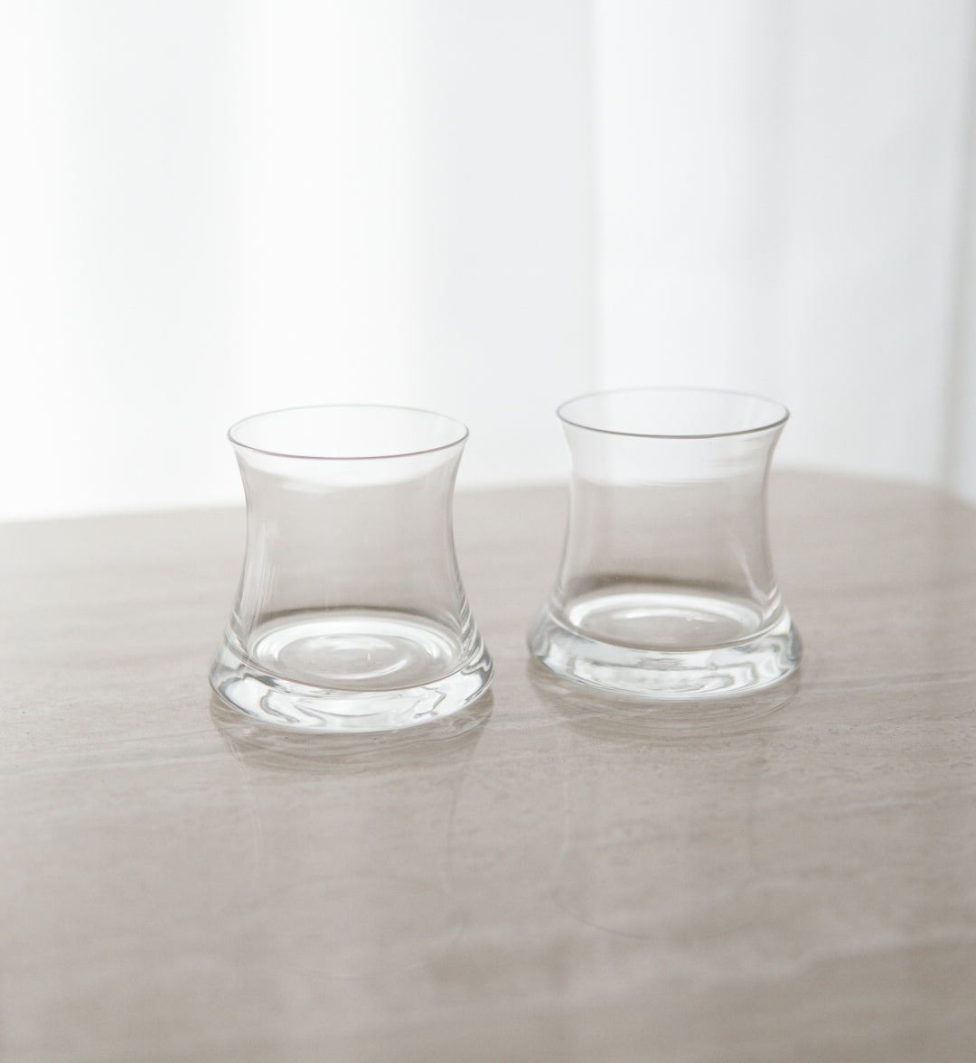 Set of Two Curved Drinking Glasses