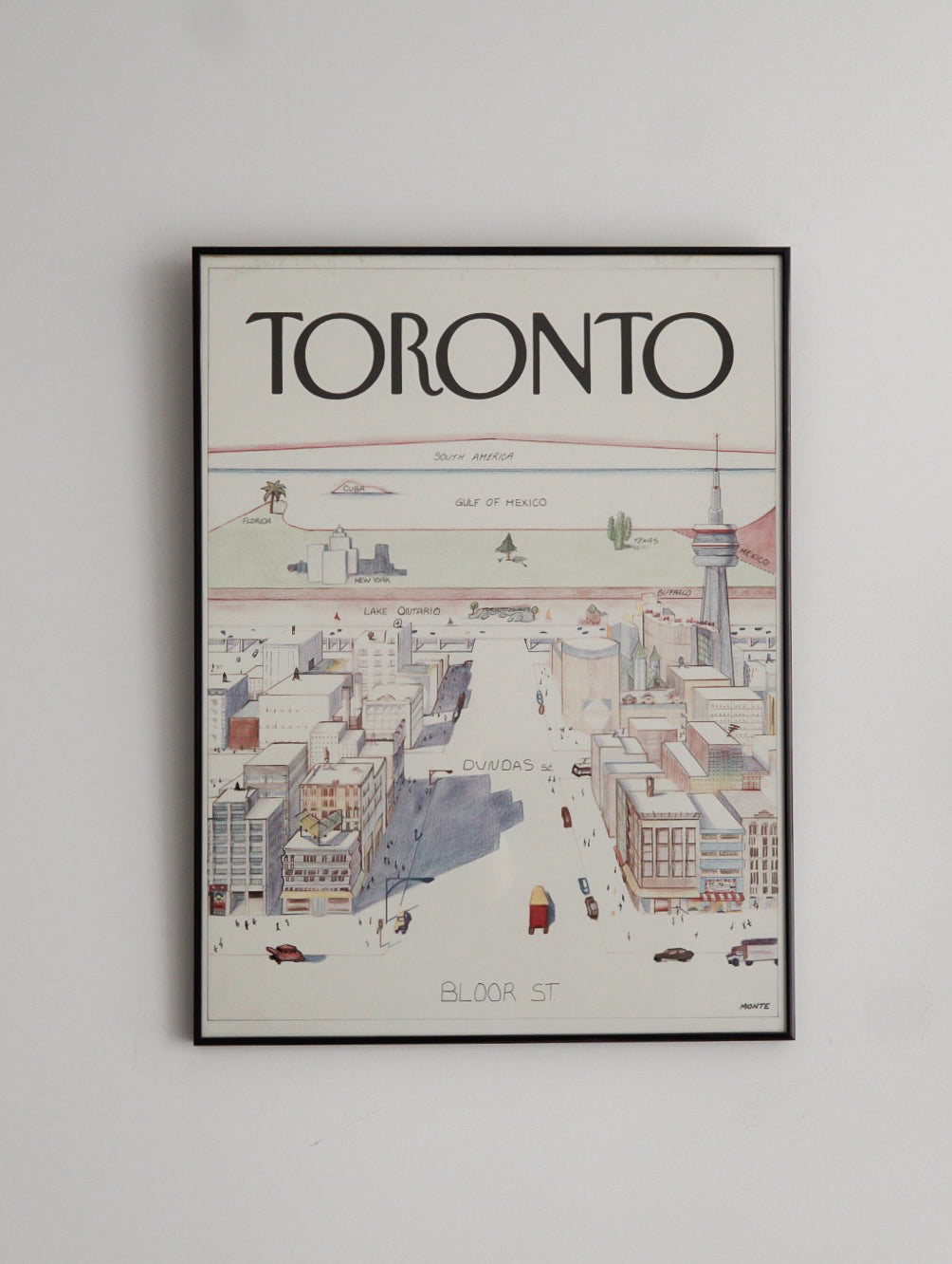 Vintage Toronto Framed Sketch by Monte