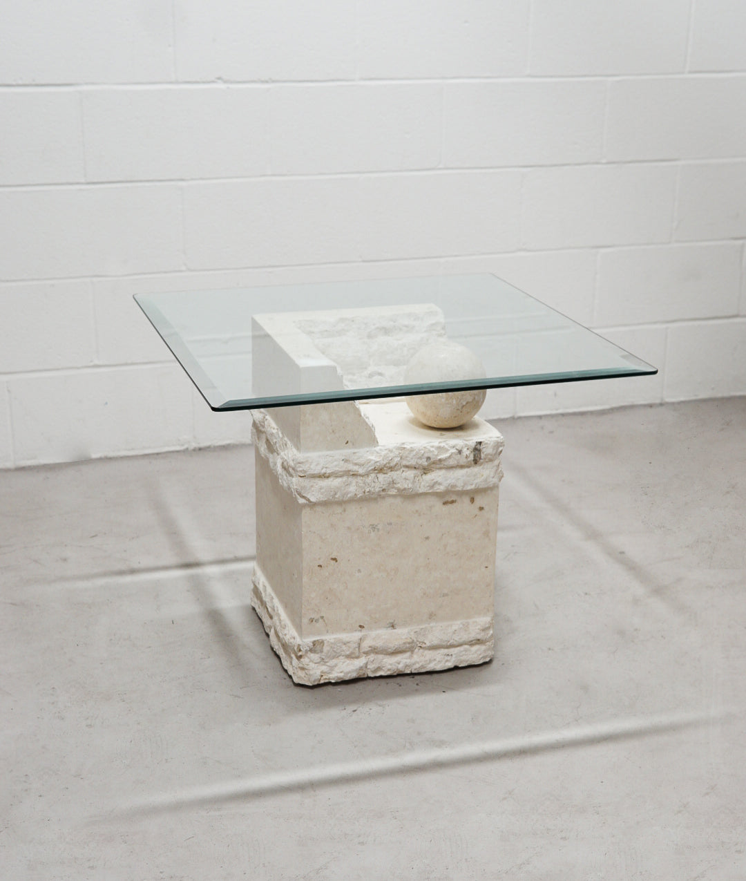 Post Modern Stone and Glass Side Table