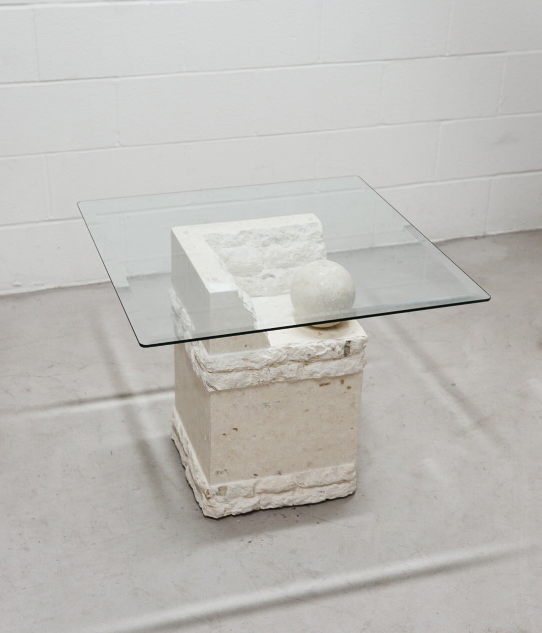 Post Modern Stone and Glass Side Table