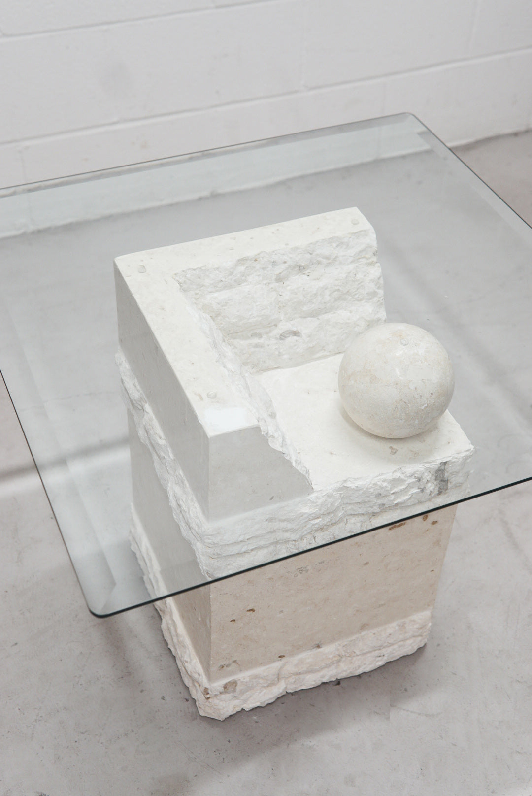 Post Modern Stone and Glass Side Table