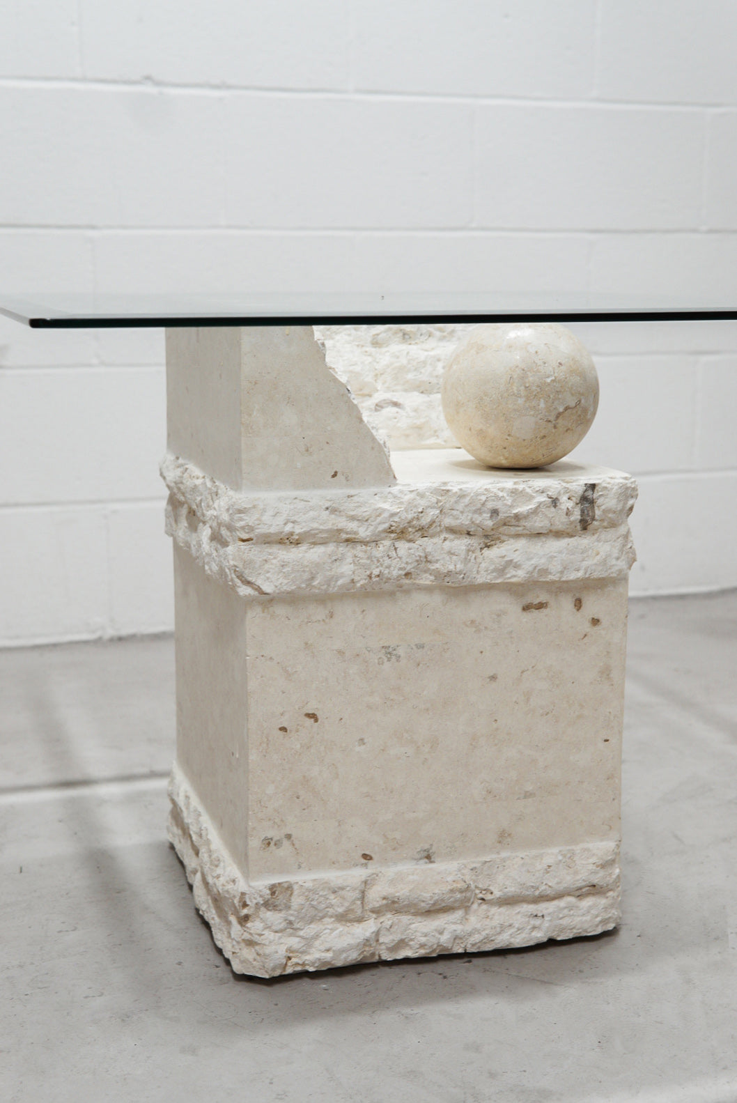 Post Modern Stone and Glass Side Table