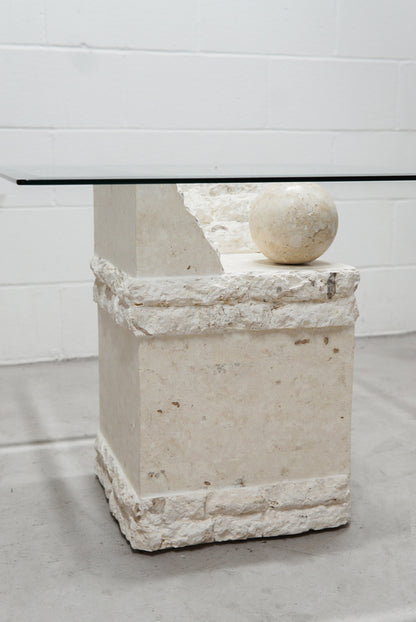 Post Modern Stone and Glass Side Table