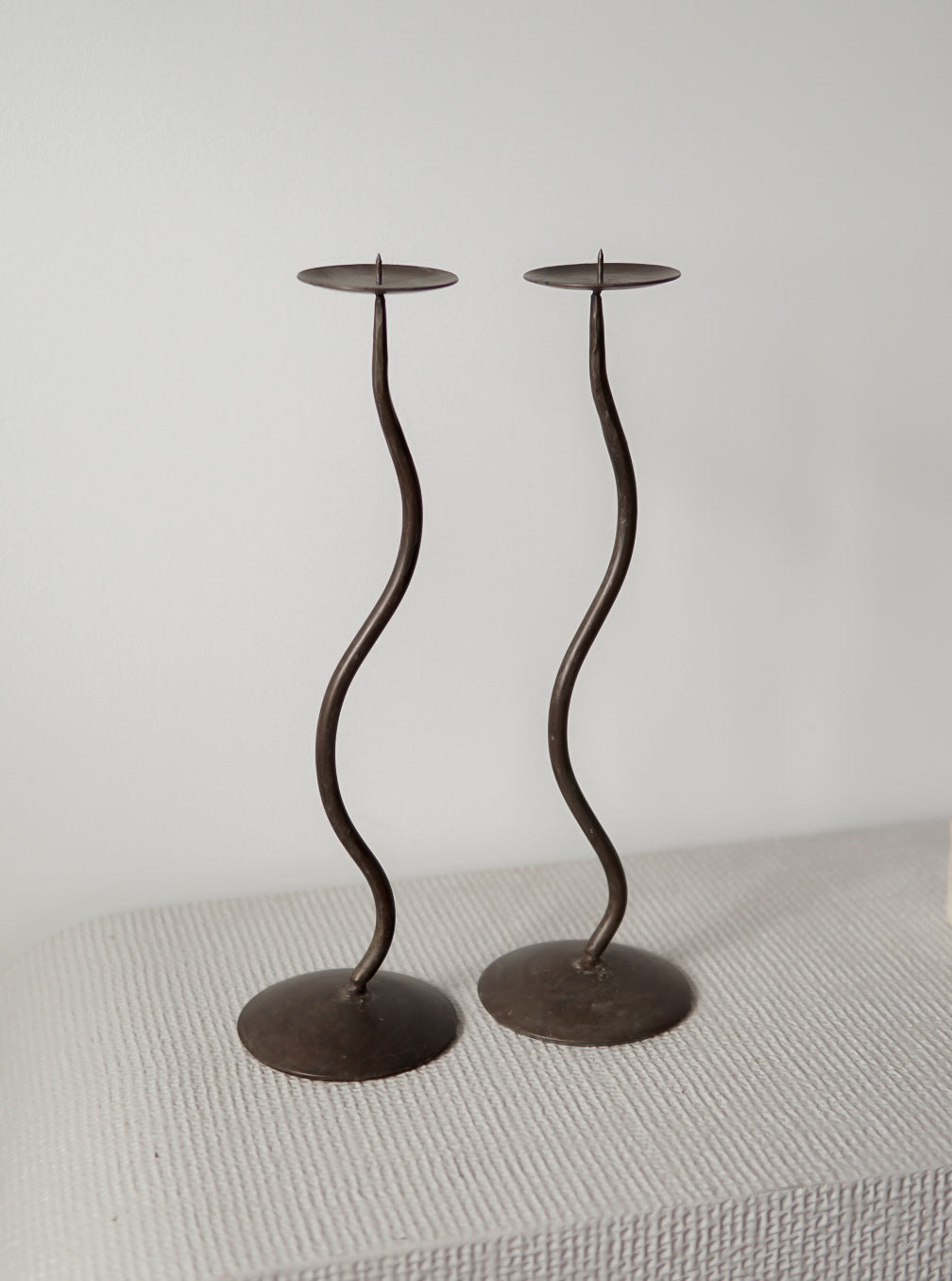 Pair of Vintage Wavy Candleholders