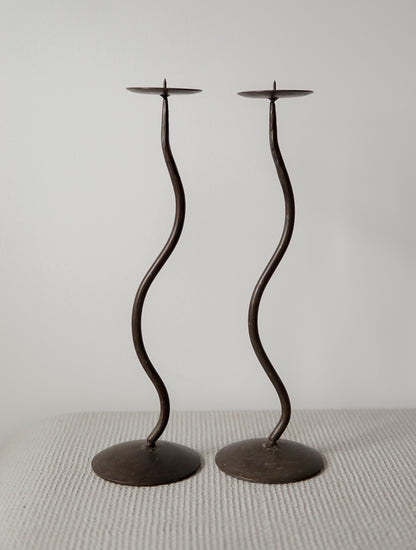 Pair of Vintage Wavy Candleholders