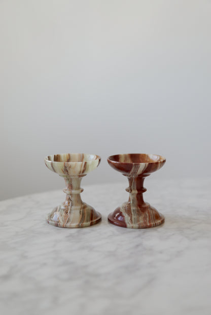 Pair of Onyx Pedestal Candleholders
