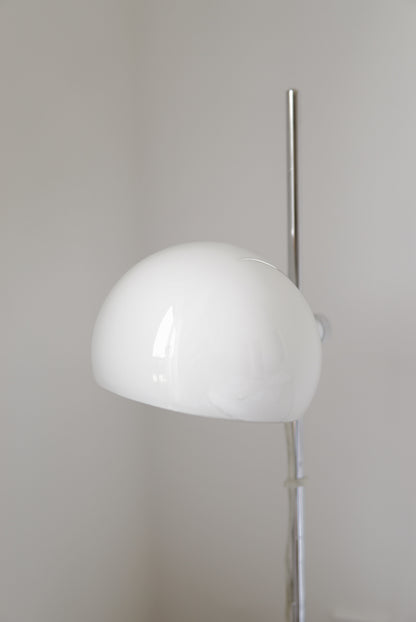 Large Midcentury Chrome and White Ball Table Lamp