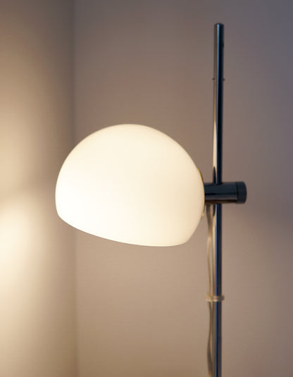 Large Midcentury Chrome and White Ball Table Lamp