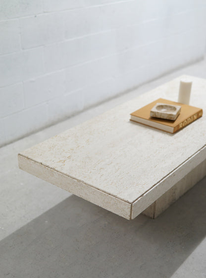 Vintage Rectangular Travertine Coffee Table