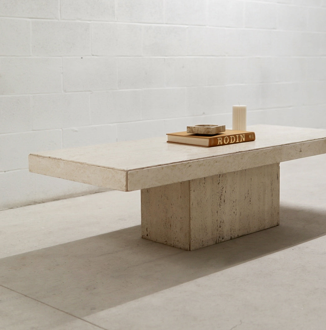 Vintage Rectangular Travertine Coffee Table