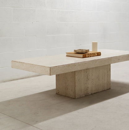 Vintage Rectangular Travertine Coffee Table