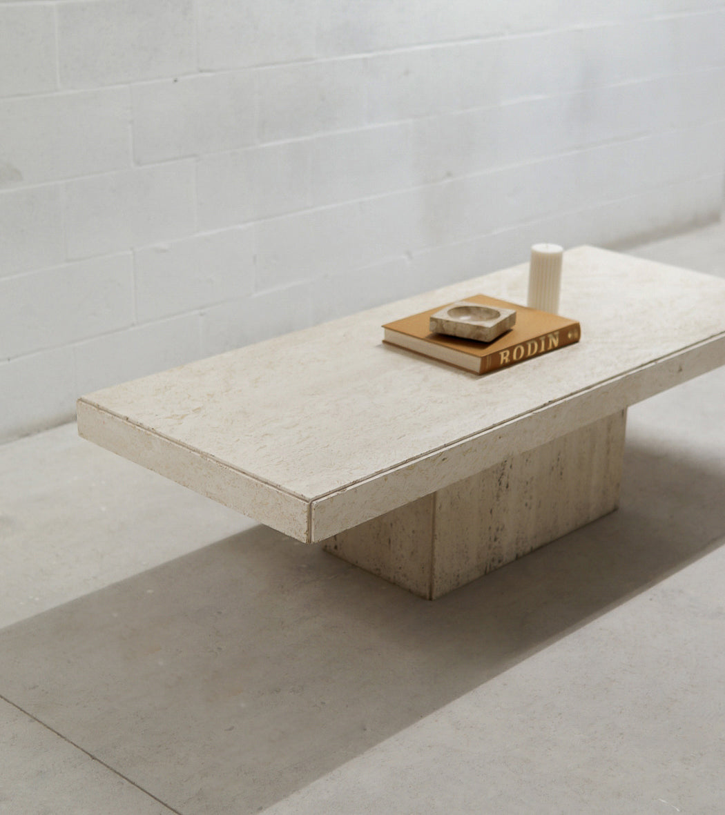 Vintage Rectangular Travertine Coffee Table