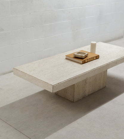 Vintage Rectangular Travertine Coffee Table