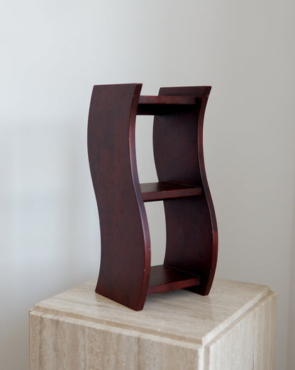 Desktop Wavy Burgundy Wooden Shelf