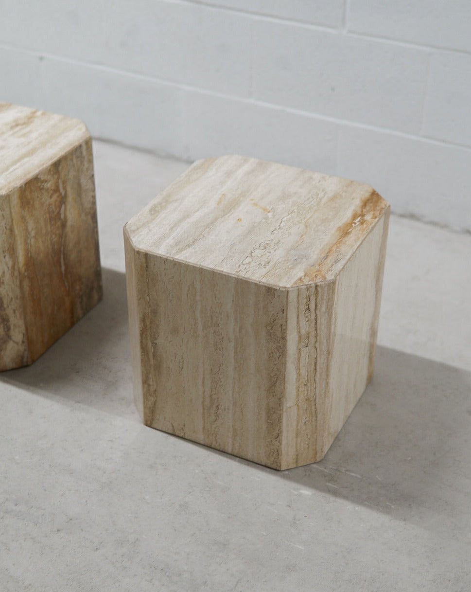 Small Vintage Travertine Cube