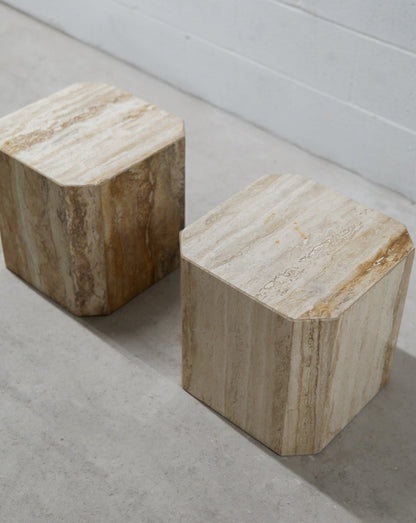 Small Vintage Travertine Cube