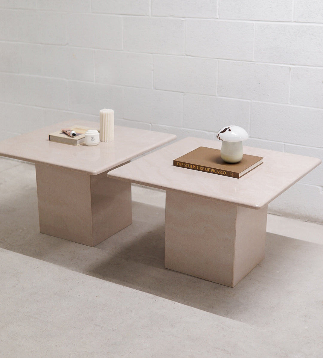 Vintage Pale Pink Granite Coffee Tables