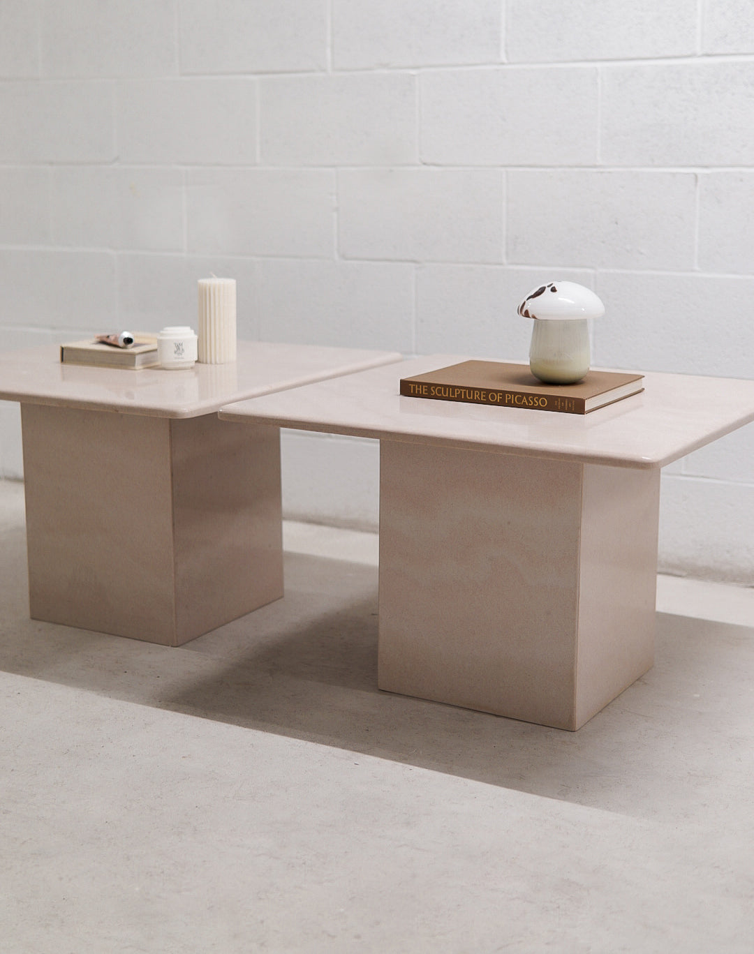 Vintage Pale Pink Granite Coffee Tables
