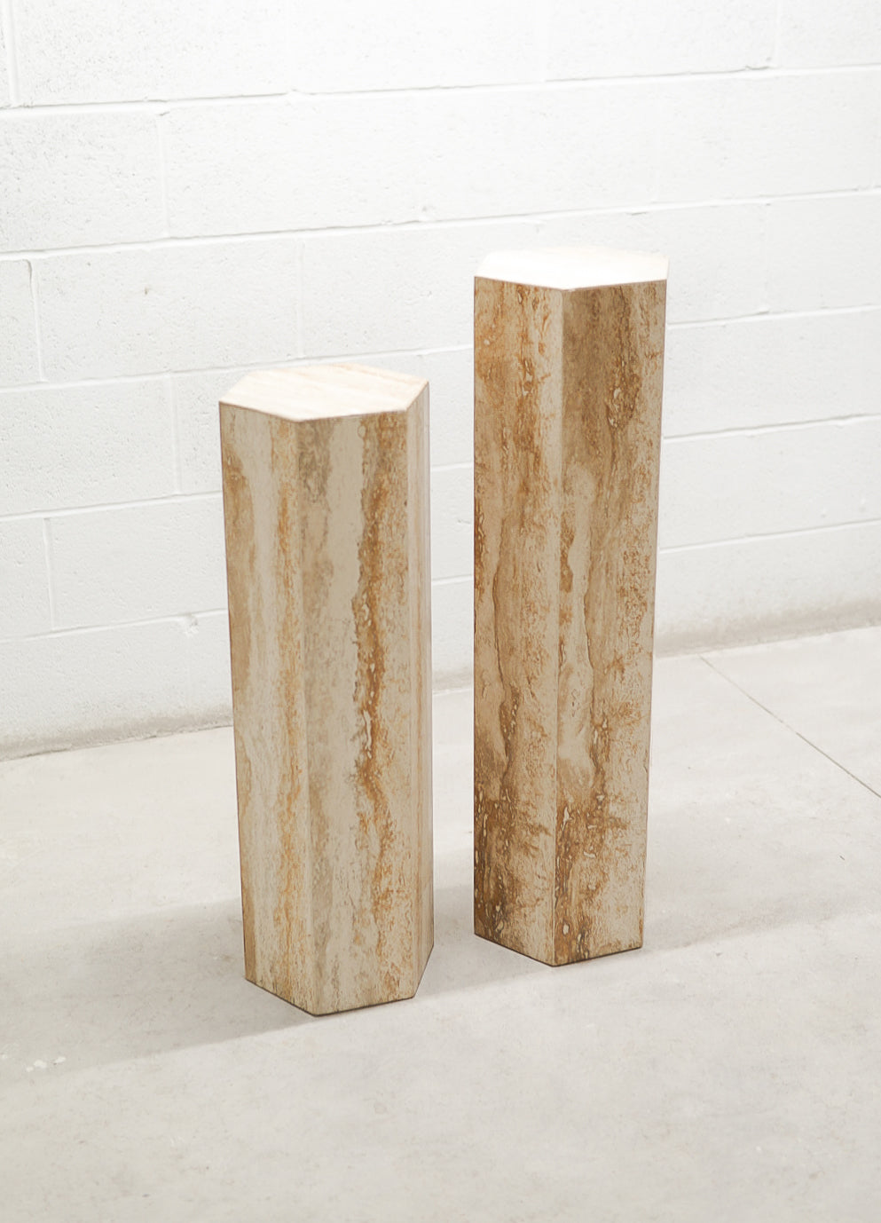 Vintage Travertine Hexagonal Plinths/Pedestals.
