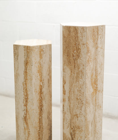 Vintage Travertine Hexagonal Plinths/Pedestals.
