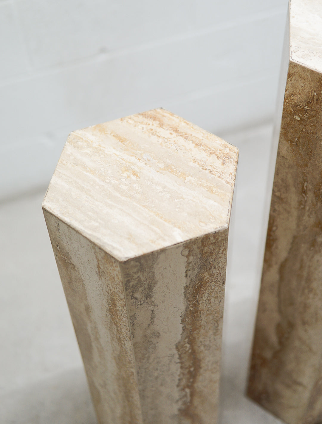 Vintage Travertine Hexagonal Plinths/Pedestals.